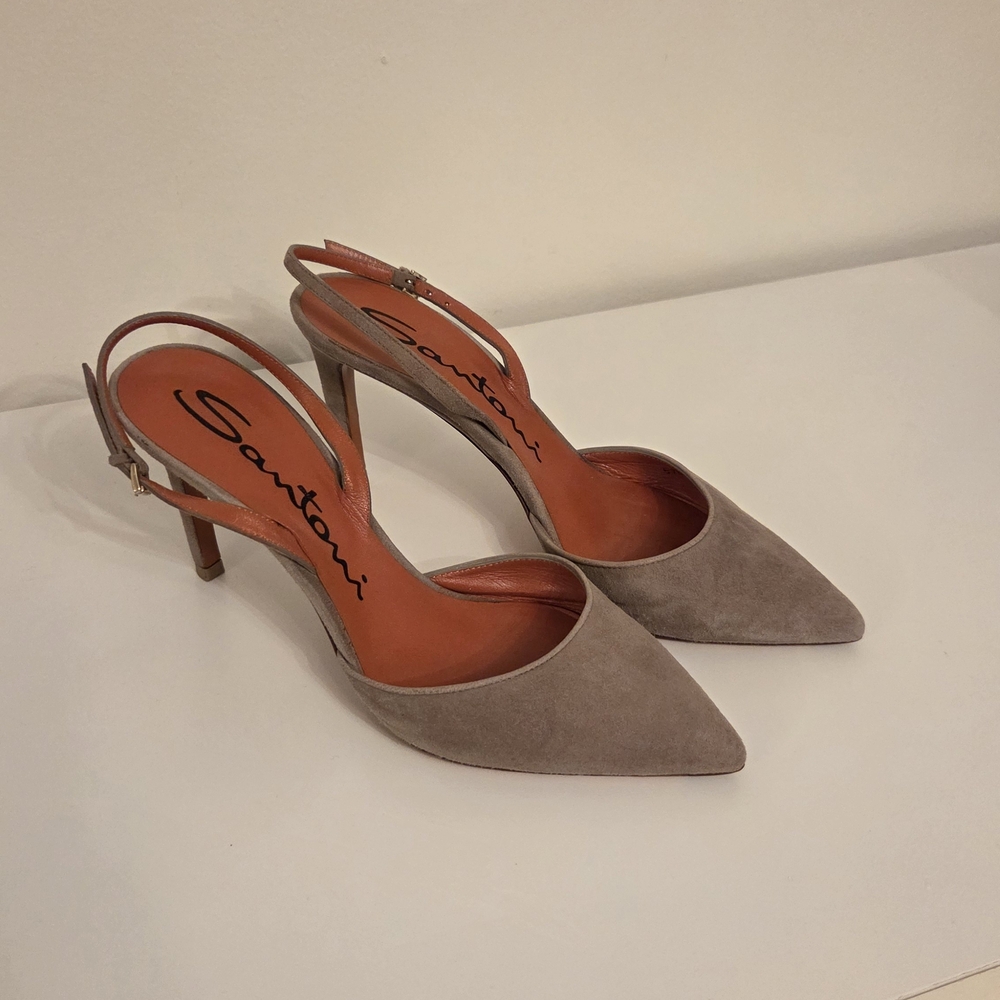Santoni Women's Taupe Slingback Heels